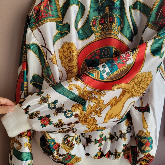 VTG Rare Korean Unisex Bomber Jacket PMB Fashion Apparel Size 8 Full Zipper Silk - Picture 14 of 15